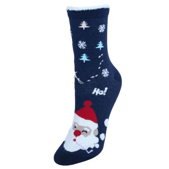 CTM Women's Christmas Santa Claus Crew Socks (1 Pair) - Picture 1 of 3